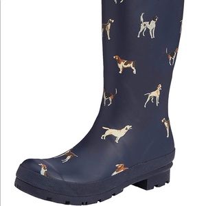 Joules Navy Dog Print Welly Rain Boots